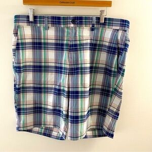 Jack Nicklaus golf shorts tall inseam blue green plaid
